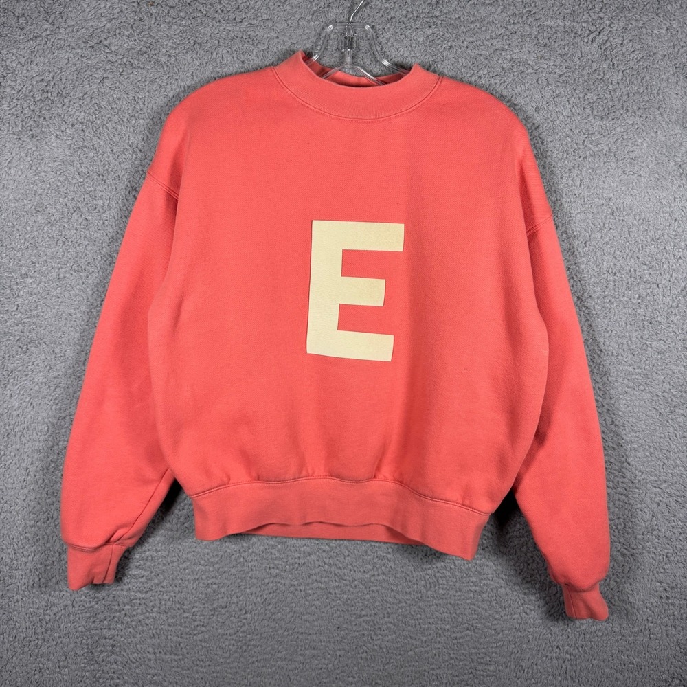 Fear of God Essentials Kids Coral Pink E Logo Mock Neck Sweatshirt Size 10